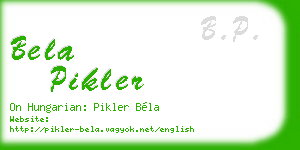 bela pikler business card